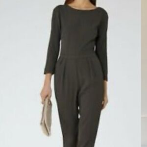 Reiss long sleeve grey jumpsuit